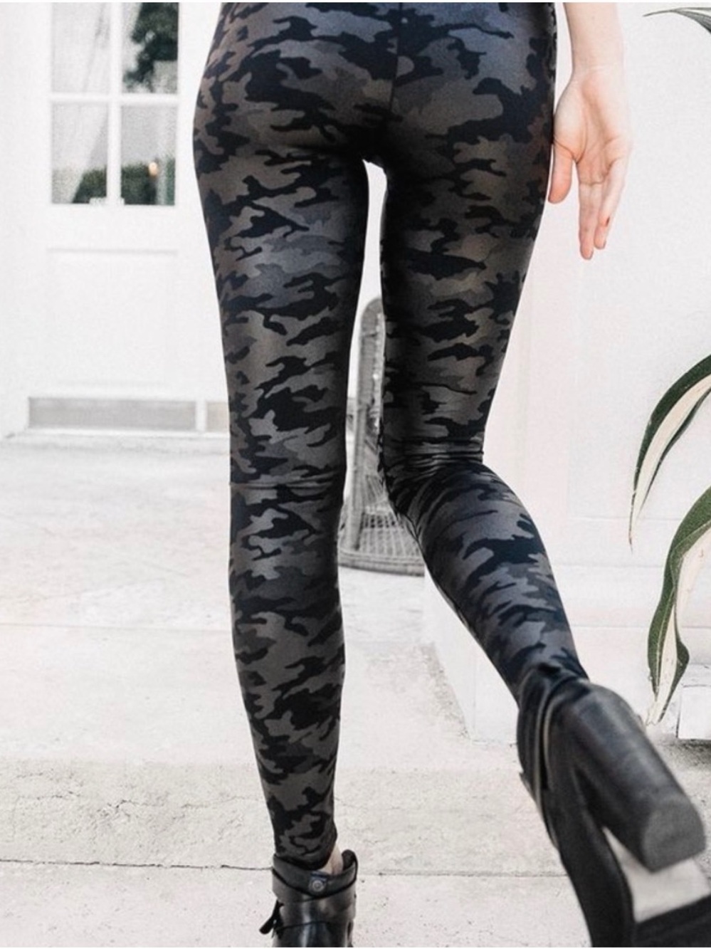 High-Waist SPANX Black Camo Leggings